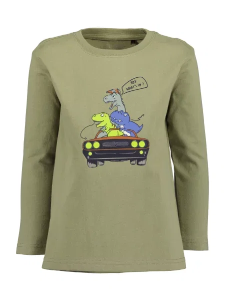 BLUE SEVEN Tricou albastru / kaki / verde măr negru