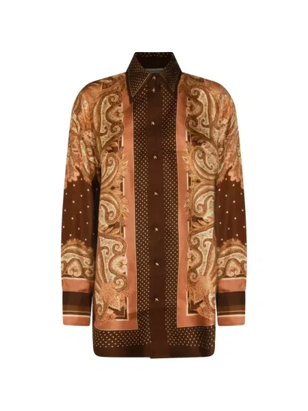 Cămașă Zimmermann cu imagine cu model paisley maro