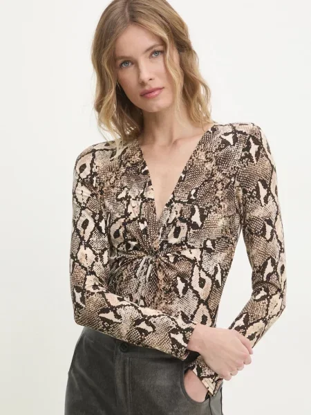 Боди Answear Lab дамско с десен бежово