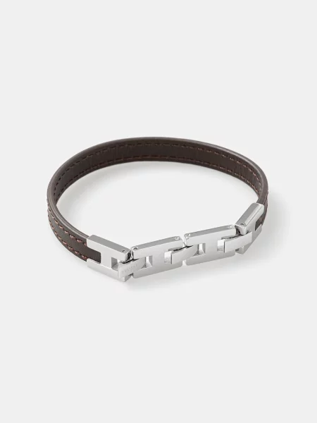Kožna narukvica Trussardi T-LEATHER smeđa