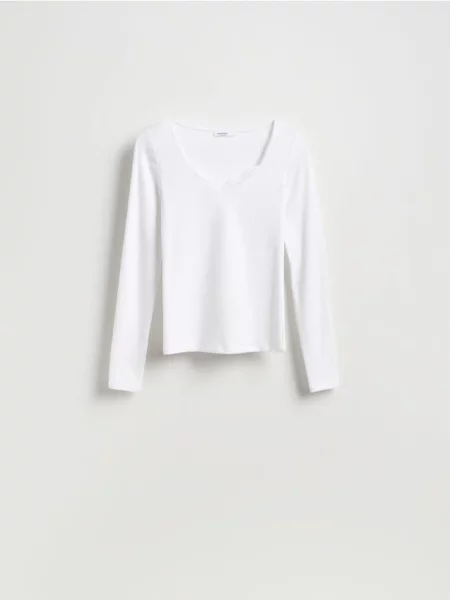 Reserved Bluză cu inserții din dantelă alb