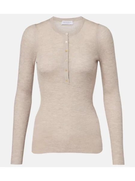 Cămașă Gabriela Hearst de mătase cu guler henley bej