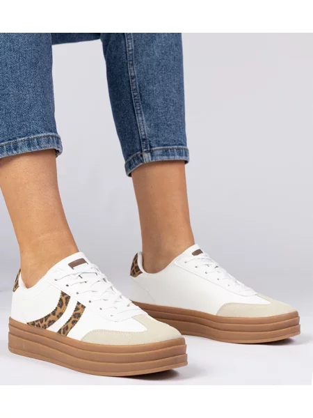 Sneakerși D/ceo cu imagine cu imprimeu animal print alb