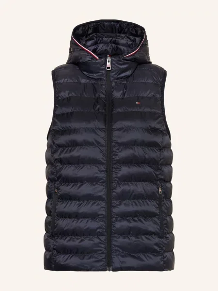 Tommy Hilfiger Prošívaná Vesta S Odnímatelnou Kapucí tmavě modrá