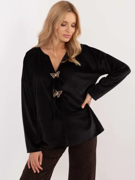 Bluză Fashionhunters din velur negru