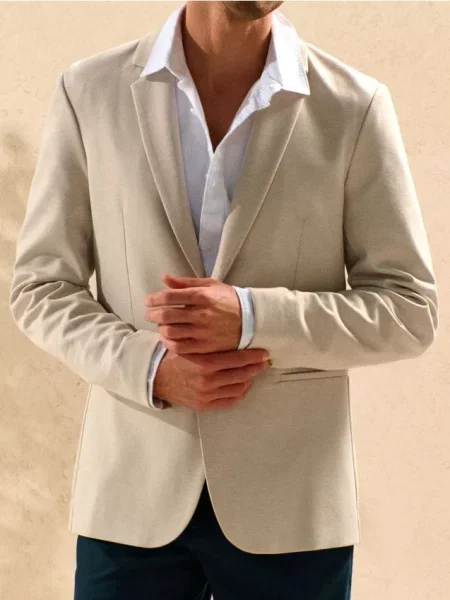 Sinsay Marynarka slim fit beżowy