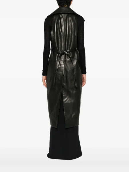 Palton Rick Owens din piele negru