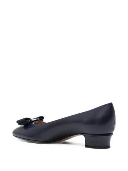 Pantofi cu toc Ferragamo cu funde din piele albastru
