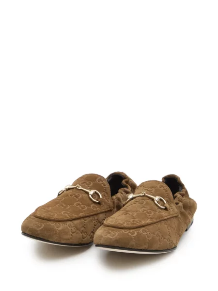 Bőr loafer Gucci autogrammal barna