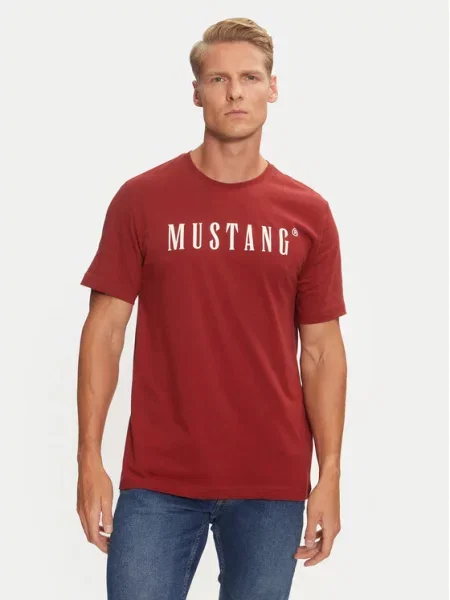 MUSTANG Tričko Austin karmínově červené bílá