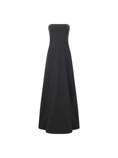 Długa sukienka maxi Alberta Ferretti wełniana bez ramiączek szara