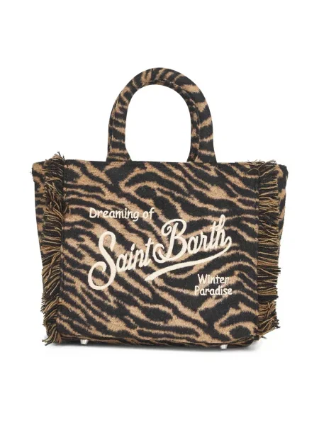 Mała torebka Mc2 Saint Barth filcowa w zebrę brązowa