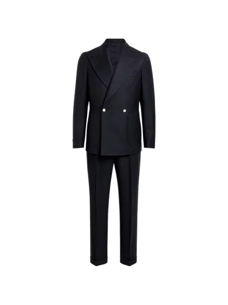 Costum Franzese Collection de lână cu două rânduri de nasturi albastru