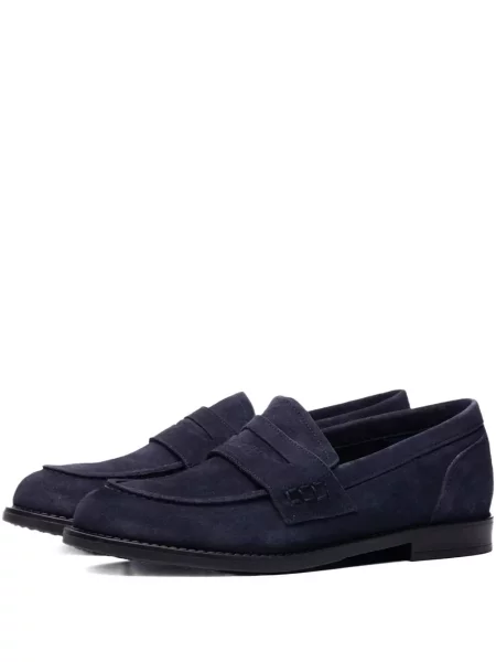 Loafersy Poche Paris zamszowe niebieskie