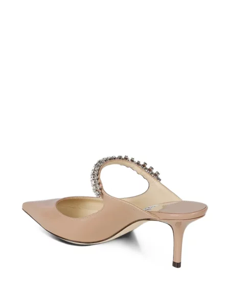 Iš natūralios odos lakuotos dirželis mulės Jimmy Choo rožinė