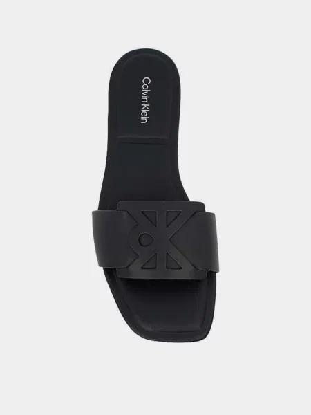 Кожаные шлепанцы Calvin Klein без каблука черные
