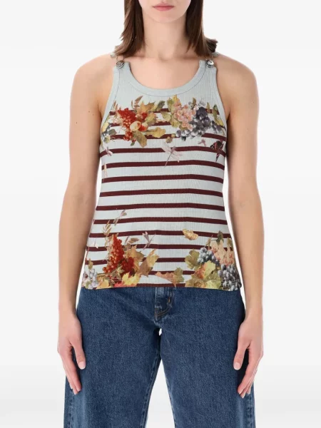 Top Jean Paul Gaultier cu model floral albastru