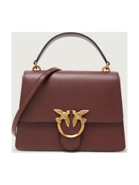 Geanta de piele Pinko din piele bordo