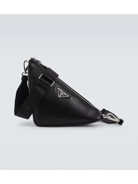 Usnjena torba Prada črna