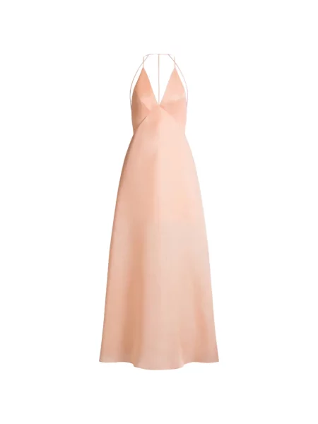 Maxi rochie maxi Alberta Ferretti cu decolteu în V de costum roz