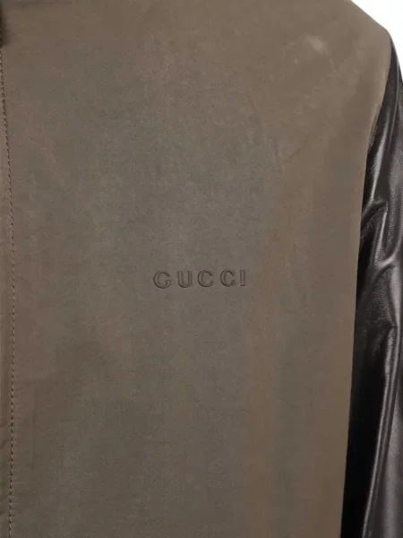Geacă bomber Gucci cu broderie maro