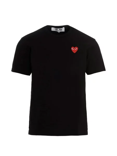Tričko Comme Des Garçons s aplikacemi se srdcovým vzorem černé