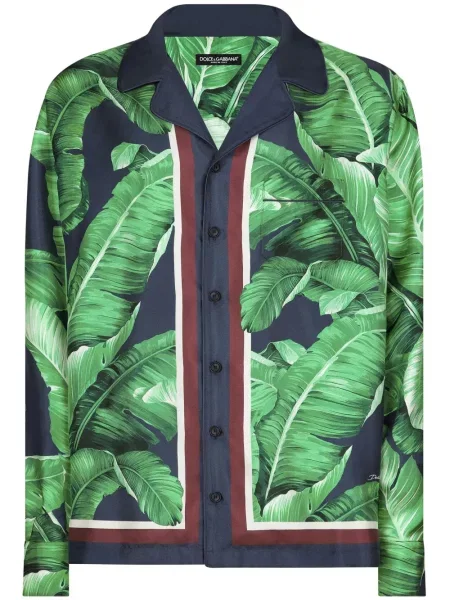 Cămașă Dolce & Gabbana de mătase cu imagine verde
