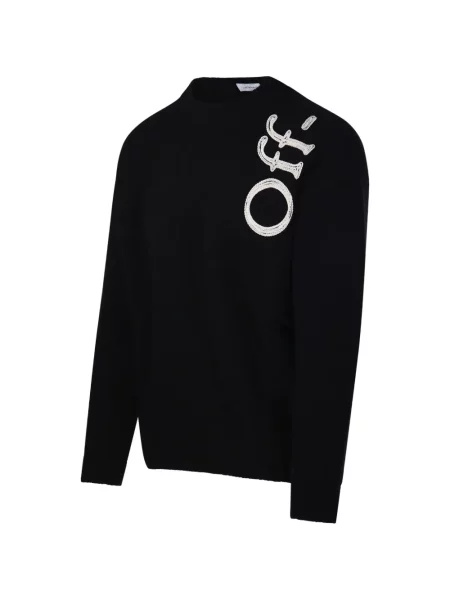 Pulover Off-white cu broderie tricotate alb