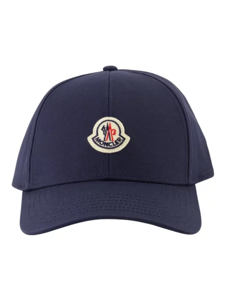 Czapka z daszkiem Moncler z twillu z logo niebieska