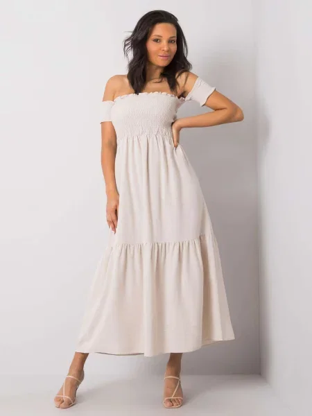 Oblekové šaty Fashionhunters béžová