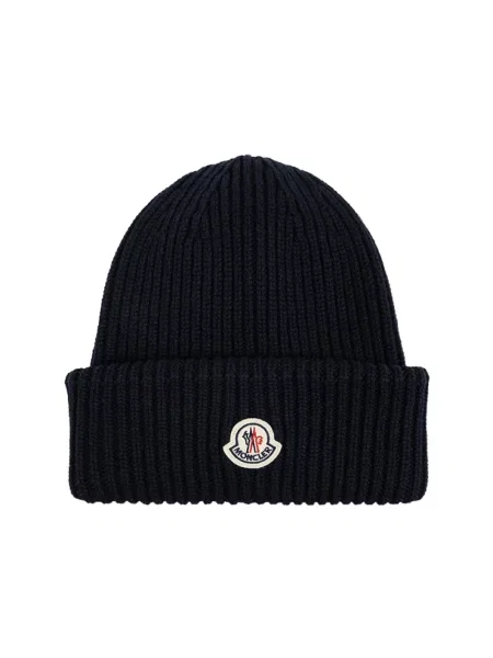 Czapka Moncler wełniana niebieska