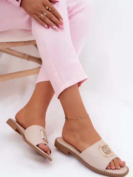 Sandale S. Barski din piele cu toc plat