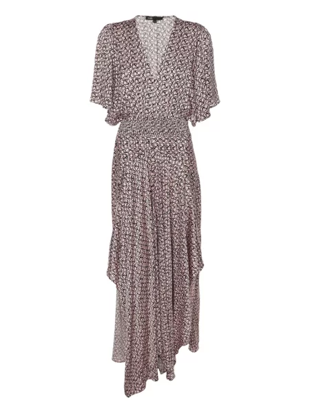 Sukienka midi Maje z nadrukiem do kolan garniturowa różowa