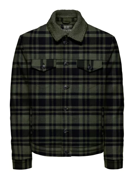 Only & Sons Geacă de primăvară-toamnă ONSLOUIS verde negru