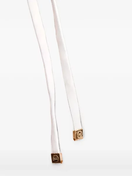 Pantaloni Michael Michael Kors din piele cu autograf fără toc alb
