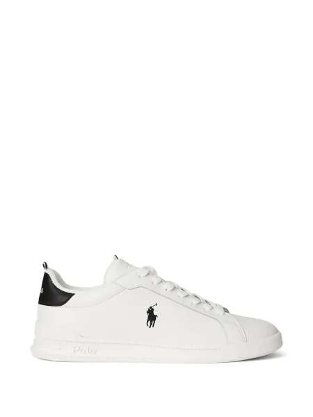 Kožna prugasta polo majica Polo Ralph Lauren s vezicama smeđa