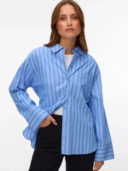 VERO MODA Blúzka VMGINA modrá / azúrová biela