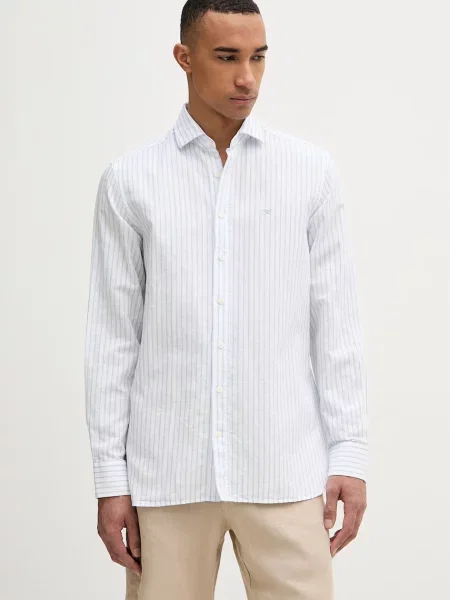 Hackett London košulja za muškarce s dodatkom lana plava