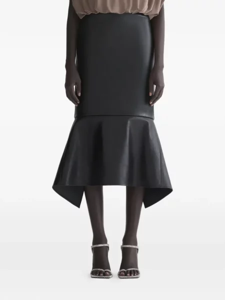 Fustă din piele Mugler cu crăpătură negru
