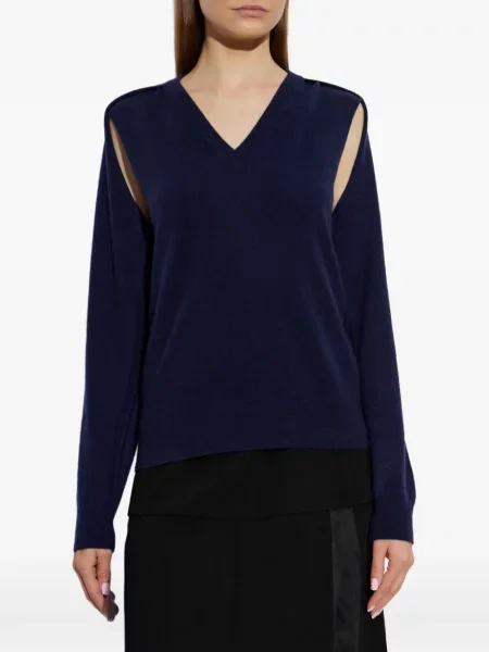 Pulover Jil Sander cu decolteu în V albastru
