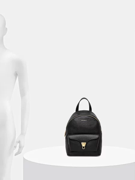 Шкіряний рюкзак Coccinelle малий однотонний чорний