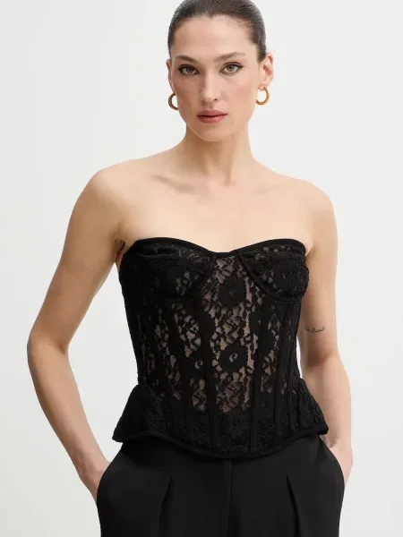 Bardot felső sima fekete