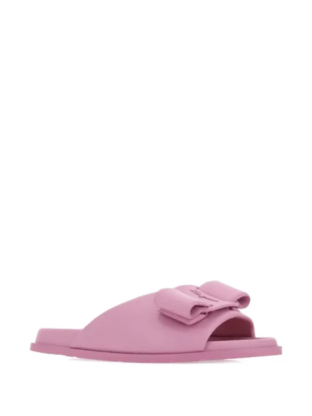 Sandale Ferragamo cu funde din piele fără toc roz
