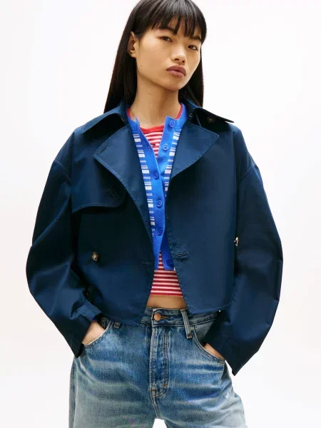 Tommy Jeans Prechodný kabát námornícka modrá