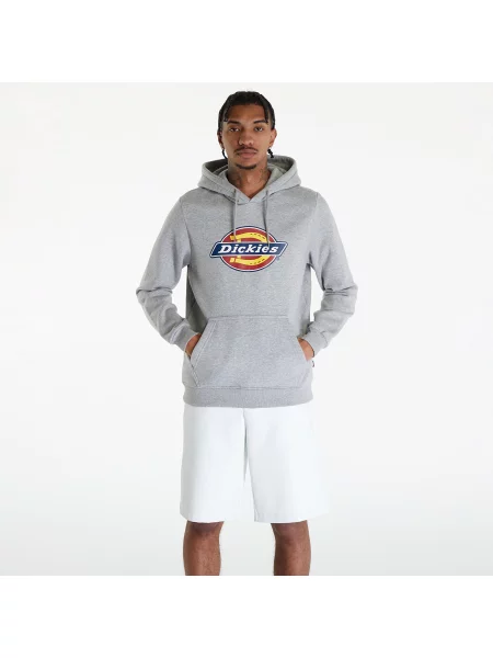 Меланжов суичър с качулка Dickies с принт сиво