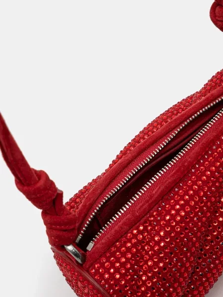 Замшева сумочка Fiorucci Suede Rhinestone Micro Mella червоний