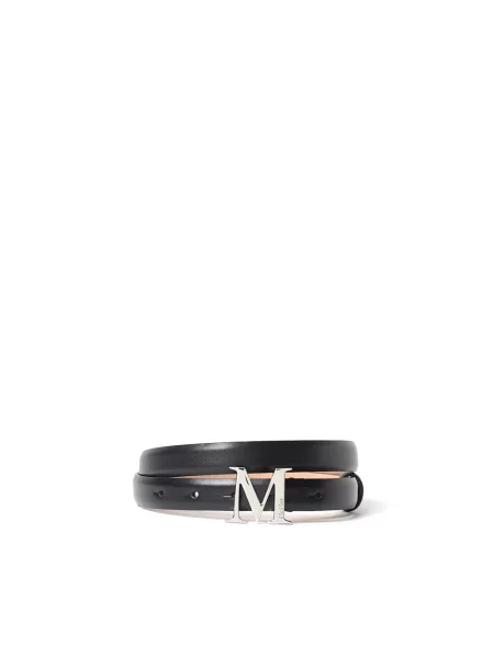 Max Mara Pasek Skórzany schwarz czarny