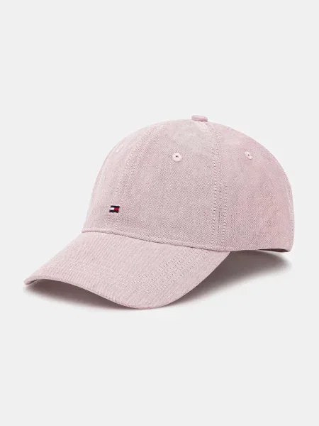 Шапка с козирка Tommy Hilfiger с изчистен дизайн розово