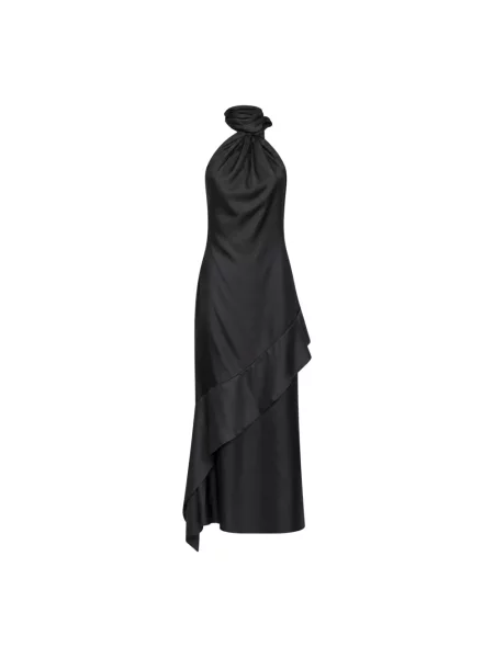 Lniana sukienka midi Mugler wiązana czarna