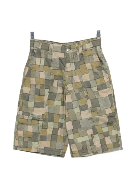 Pantaloni scurți Maison Kitsune în carouri verde